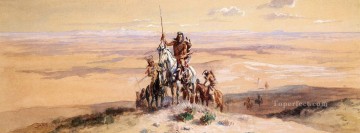 チャールズ・マリオン・ラッセル Painting - インディアン・オン・プレーンズ インディアン西部アメリカ人 チャールズ・マリオン・ラッセル